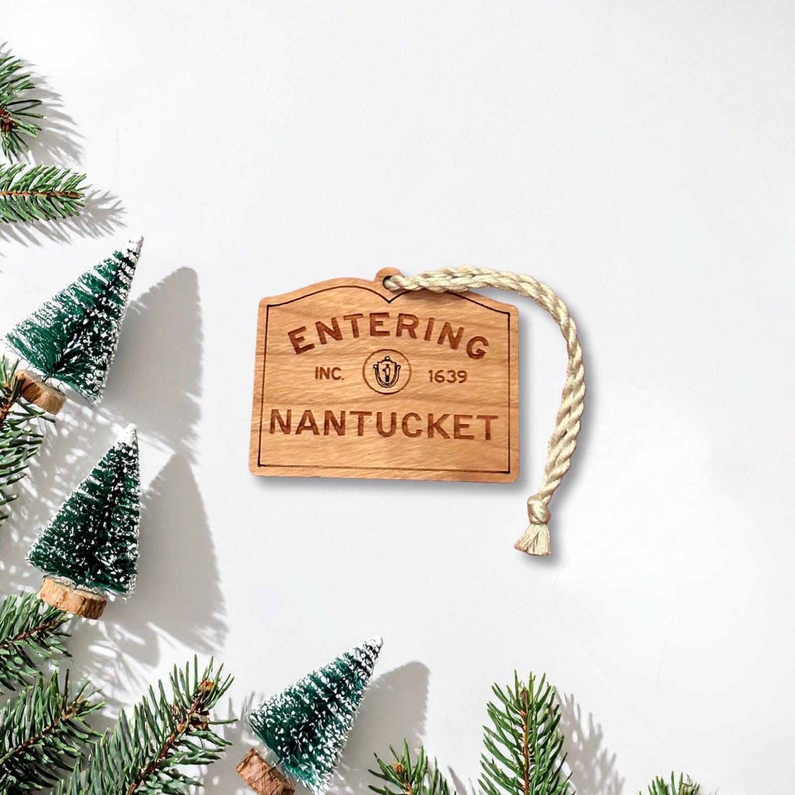 Nantucket Sign Wood Ornament – Coastal Holiday Decor, ACK Gift
