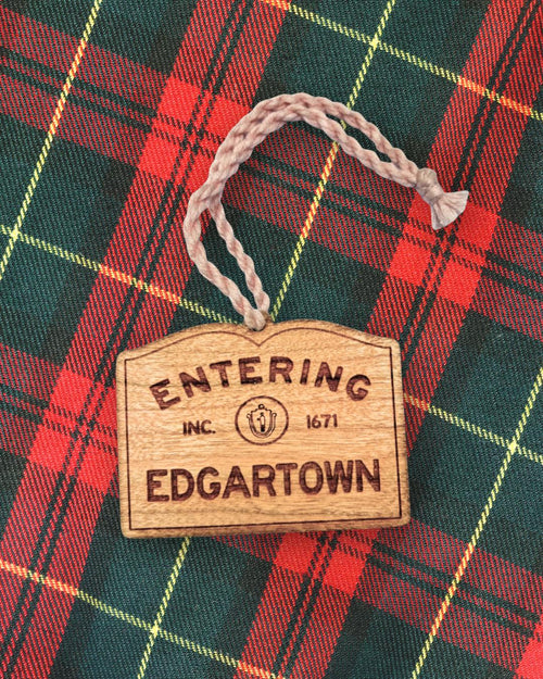 Edgartown Christmas Ornament – Cape Cod Wood Town Sign, Rustic Holiday Decor, Coastal Gift