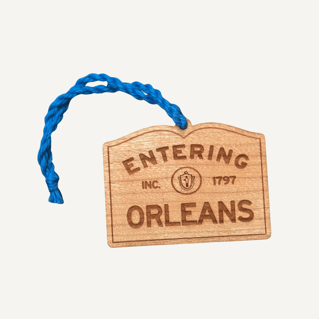 Wooden Orleans Sign Ornament: Personalized Cape Cod Coastal Gift