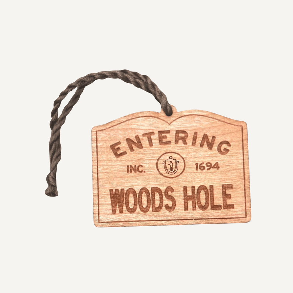 Personalized Wooden Woods Hole  Ornament: Cape Cod Coastal Decor