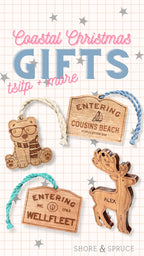 Personalized Wooden Wellfleet Sign Ornament: Cape Cod Coastal Decor
