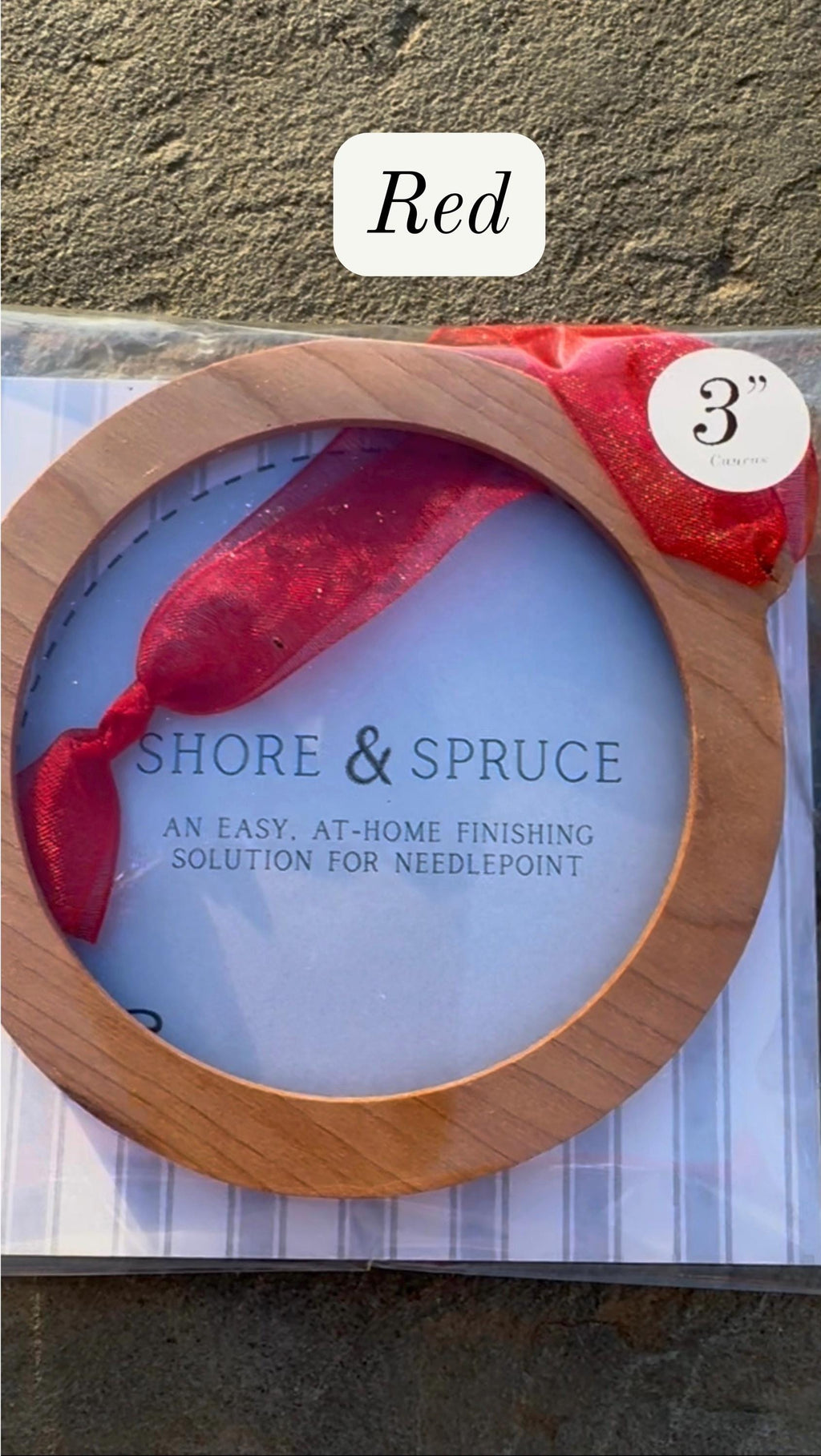 Self Finishing Needlepoint Ornament Frame - with ribbon Solid Wood, 3" or 4" Canvas
