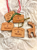 Wooden Truro Ornament – Entering Towns Sign, Personalized Cape Cod Coastal Gift, Rustic Christmas