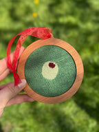 Self Finishing Needlepoint Ornament Frame - with ribbon Solid Wood, 3" or 4" Canvas