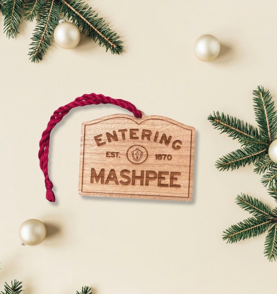 Personalized Mashpee Wooden Ornament: Rustic Cape Cod Coastal Decor