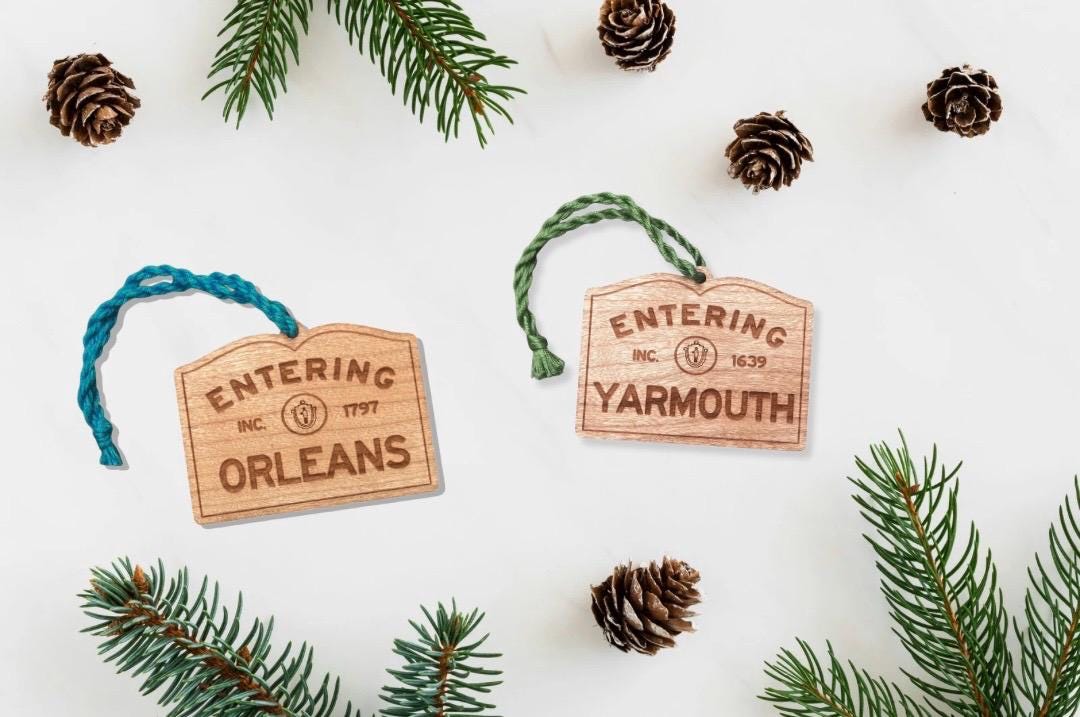 Wooden Orleans Sign Ornament: Personalized Cape Cod Coastal Gift