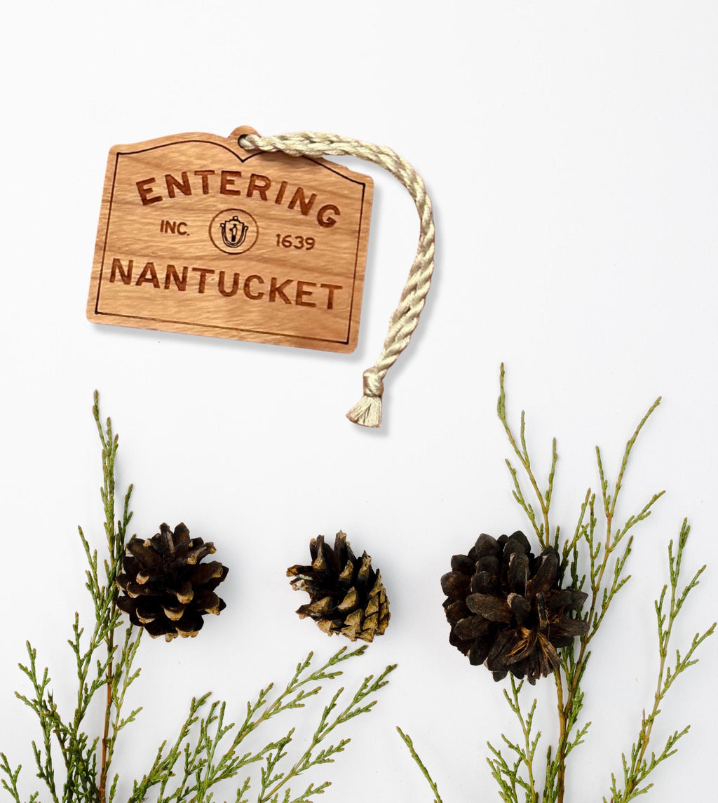Nantucket Sign Wood Ornament – Coastal Holiday Decor, ACK Gift