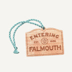 Wooden Falmouth Ornament – Entering Towns Sign, Personalized Cape Cod Coastal Gift, Rustic Christmas.