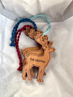 Customizable Engraved Wooden Reindeer Ornament