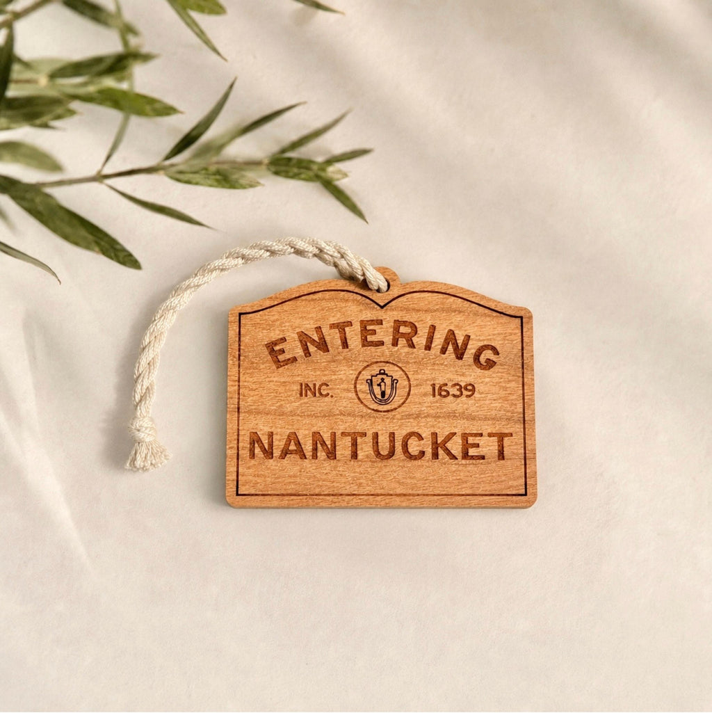 Nantucket Sign Wood Ornament – Coastal Holiday Decor, ACK Gift