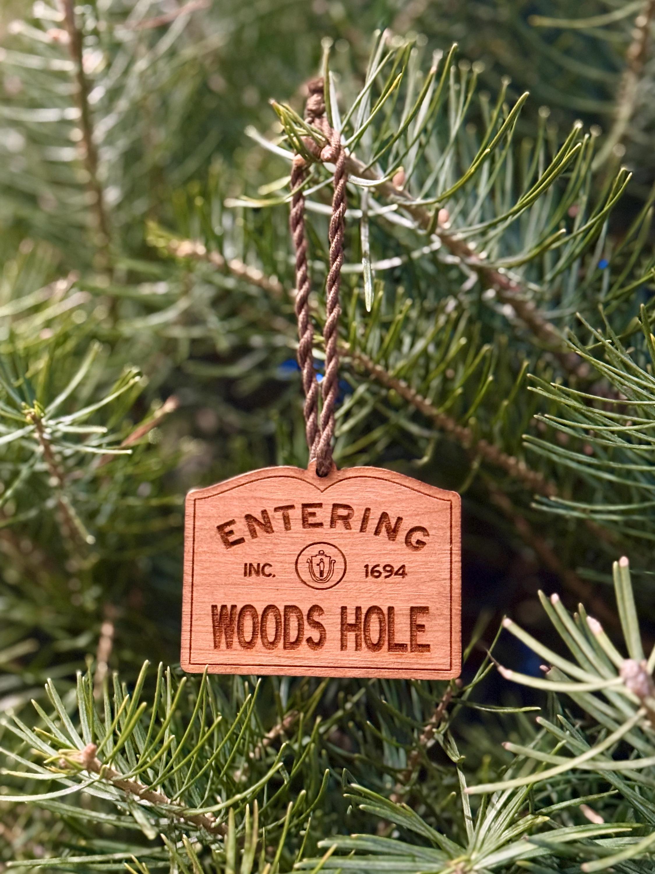 Wooden Massachusetts Town Sign Ornament – Personalized Coastal Gift