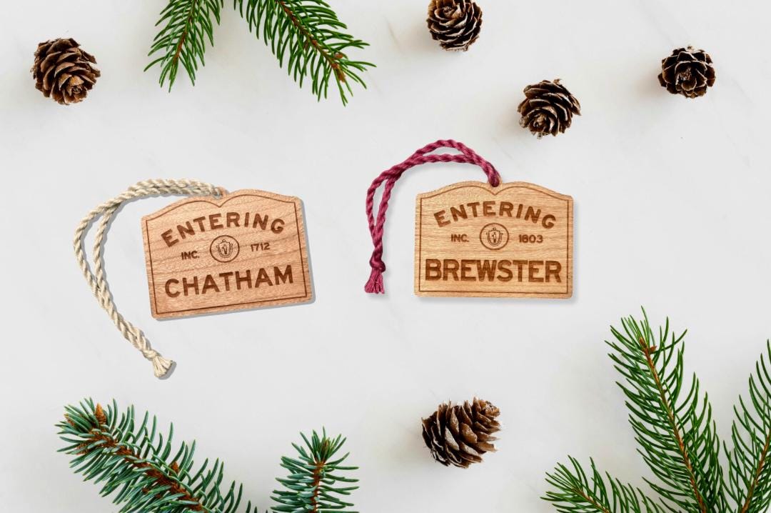 Personalized Wooden Chatham Ornament: Cape Cod Coastal Decor