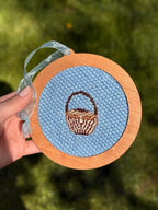 Self Finishing Needlepoint Ornament Frame - with ribbon Solid Wood, 3" or 4" Canvas
