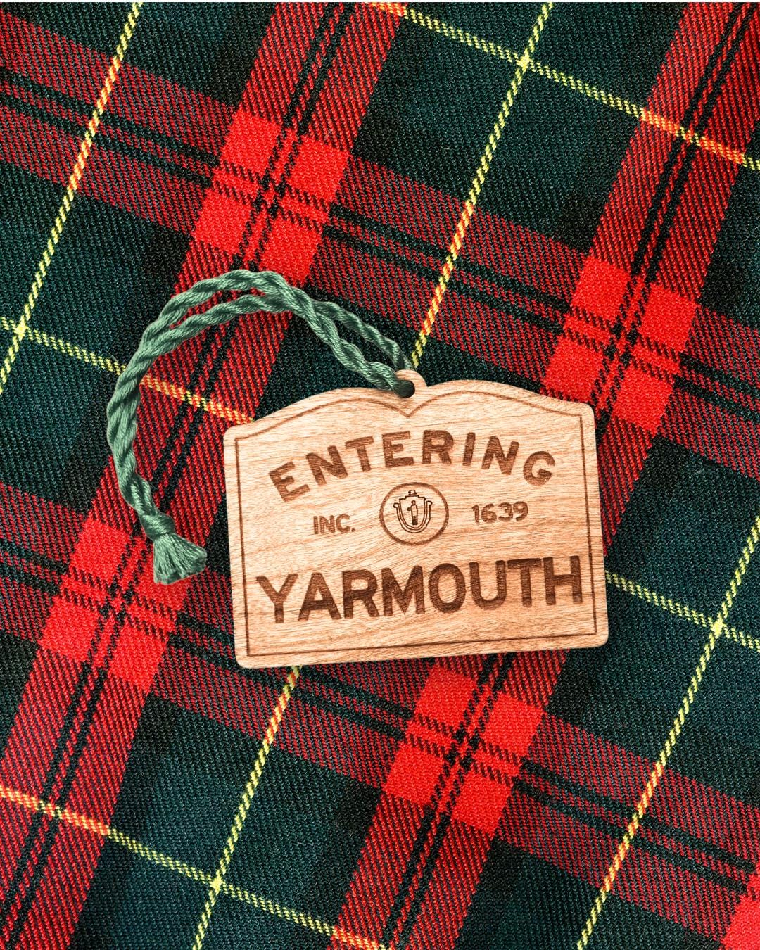 Wooden Yarmouth Ornament – Entering Towns Sign, Personalized Cape Cod Coastal Gift, Rustic Christmas