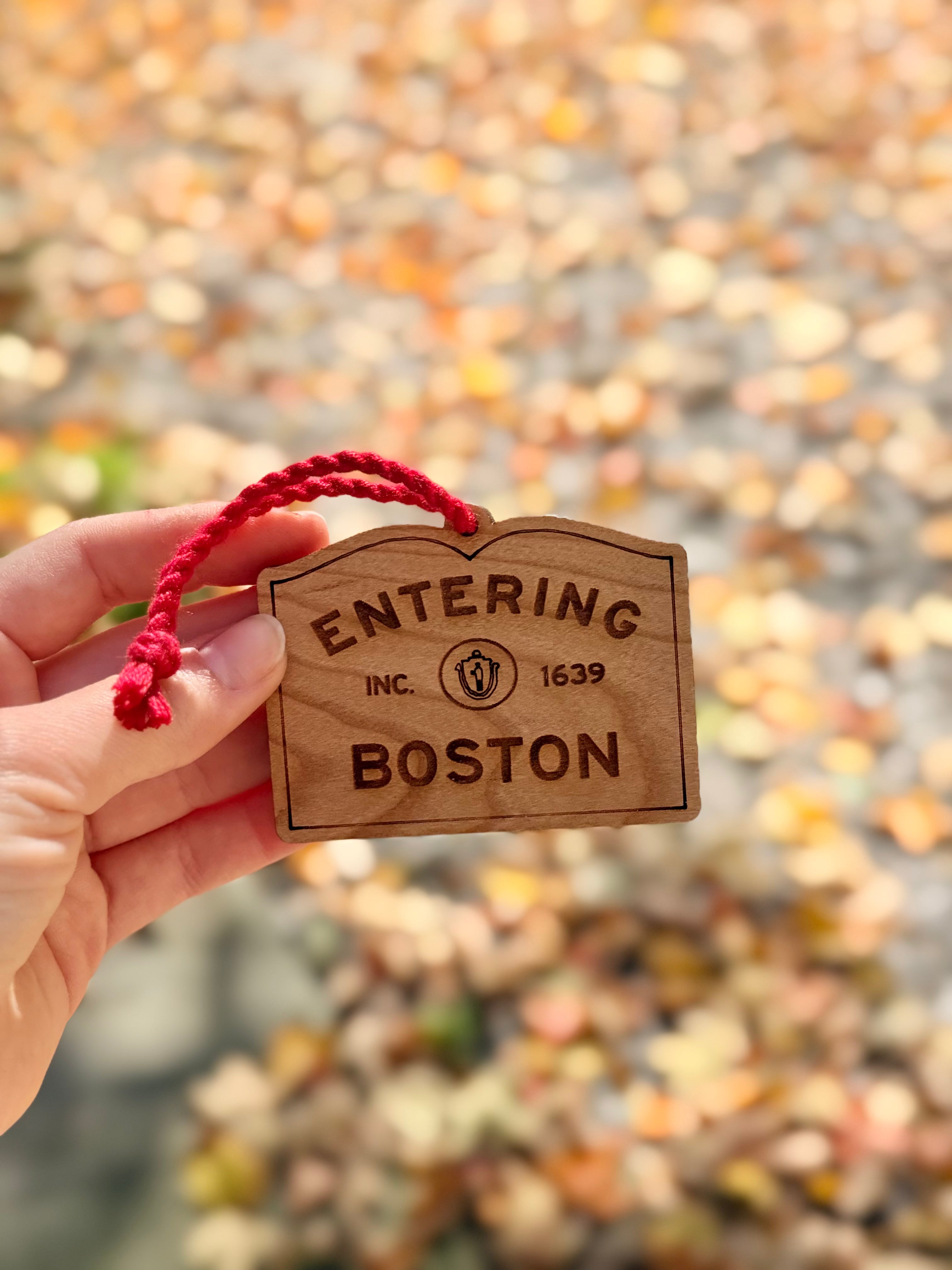 Wooden Boston Ornament