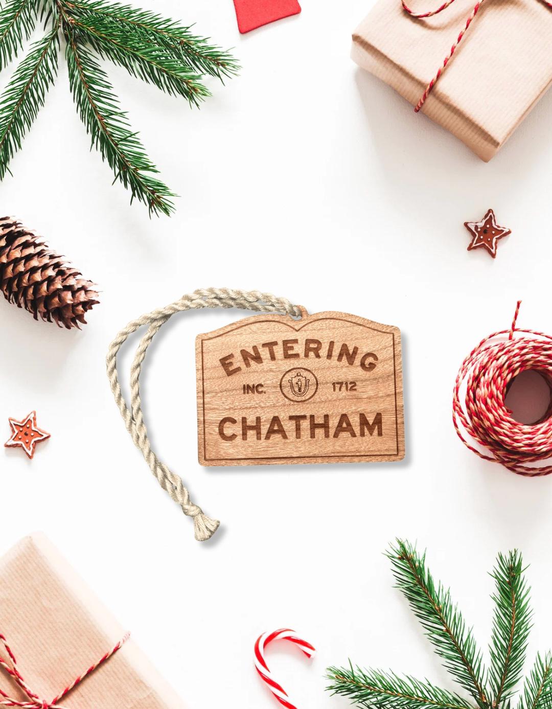 Personalized Wooden Chatham Ornament: Cape Cod Coastal Decor