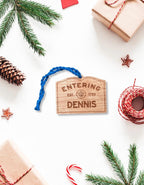 Wooden Dennis Ornament – Entering Towns Sign, Personalized Cape Cod Coastal Gift, Rustic Christmas