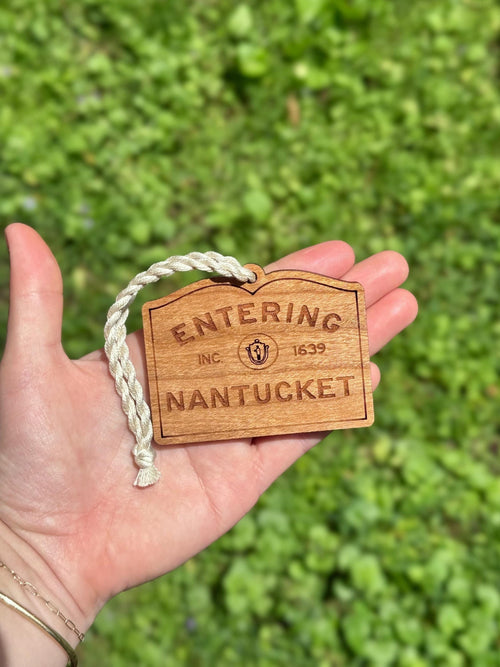 Nantucket Sign Wood Ornament – Coastal Holiday Decor, ACK Gift