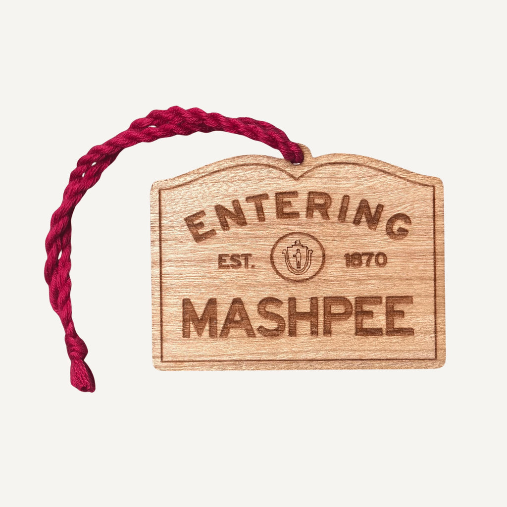 Personalized Mashpee Wooden Ornament: Rustic Cape Cod Coastal Decor