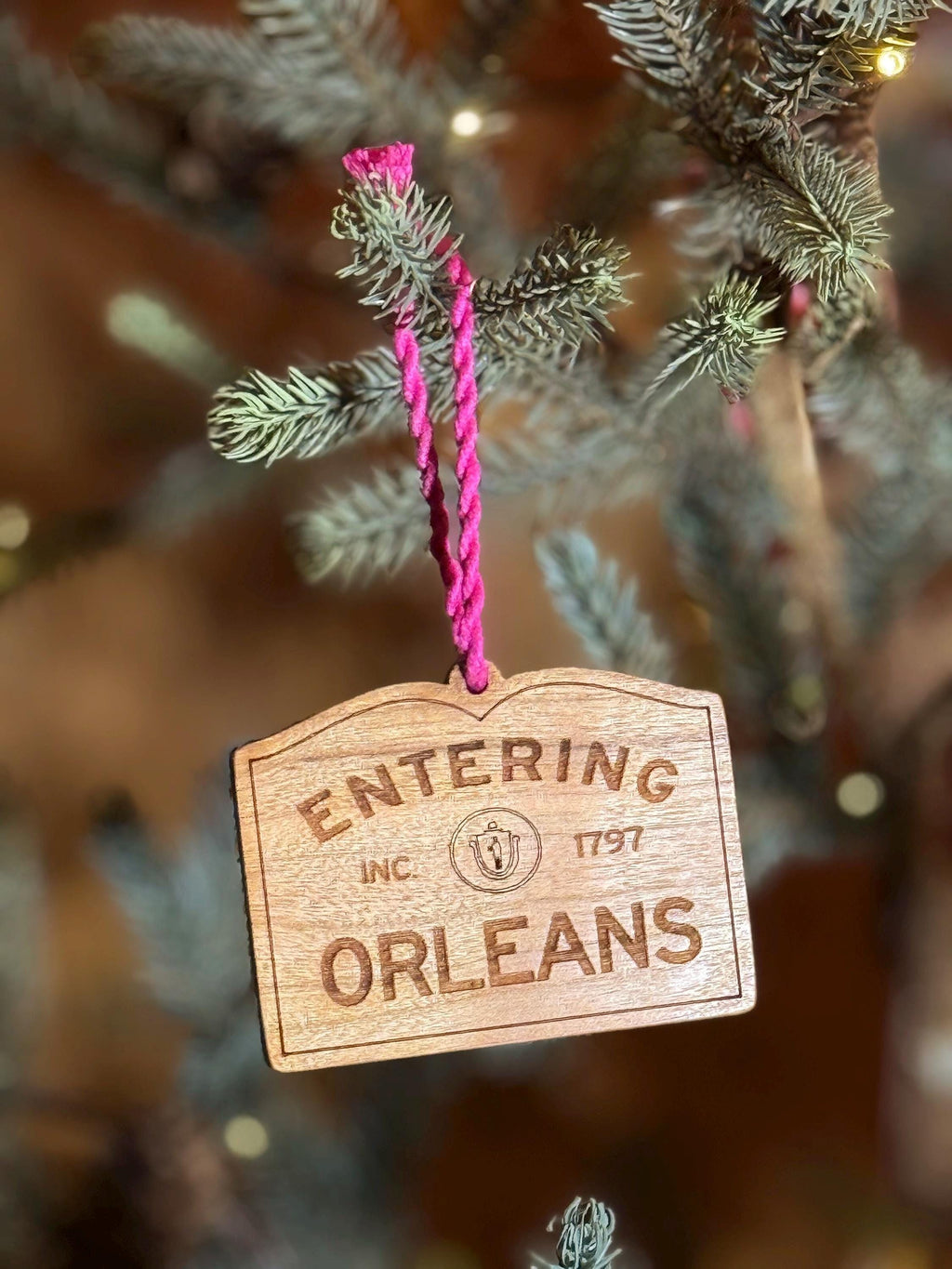 Wooden Orleans Sign Ornament: Personalized Cape Cod Coastal Gift