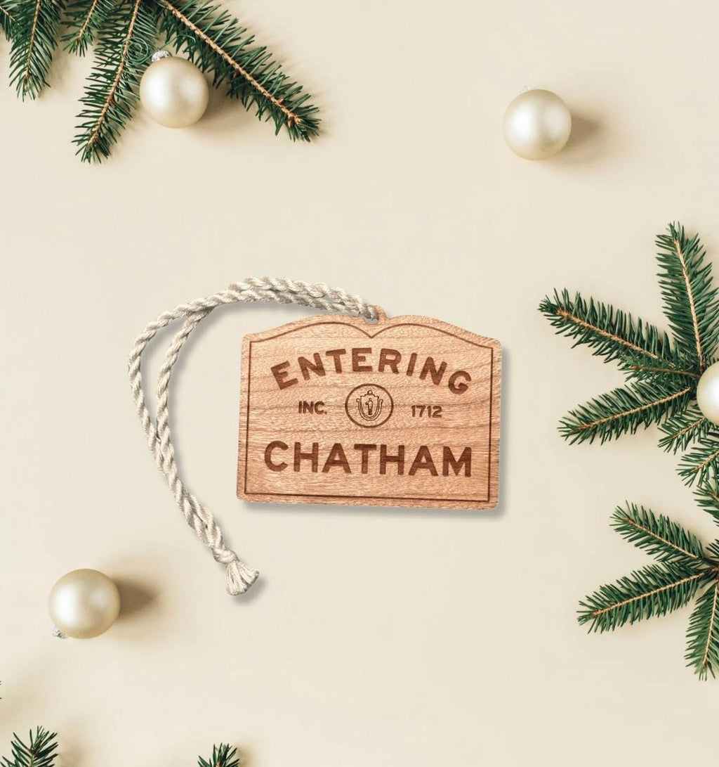 Personalized Wooden Chatham Ornament: Cape Cod Coastal Decor