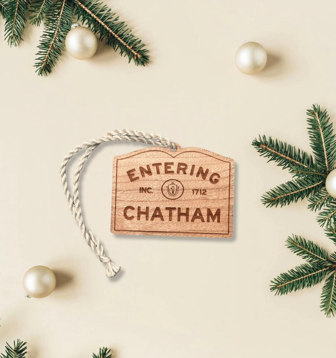 Personalized Wooden Chatham Ornament: Cape Cod Coastal Decor