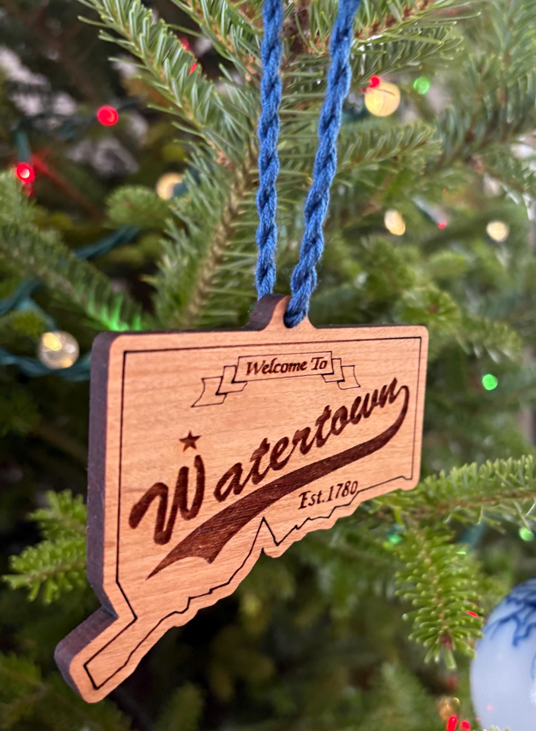 Wooden Town Sign Ornament – Custom Gift  - Personalized Coastal Gift