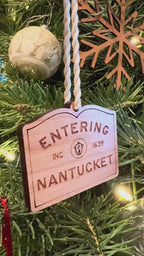 Nantucket Sign Wood Ornament – Coastal Holiday Decor, ACK Gift