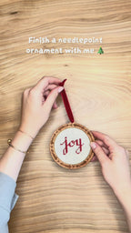 Holly Engraved Wooden Self Finishing Needlepoint Ornament