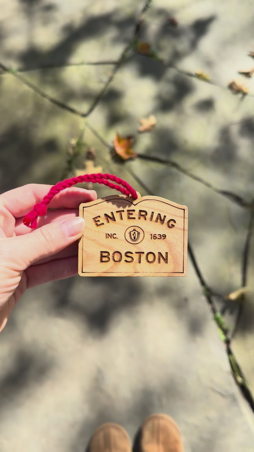 Wooden Boston Ornament